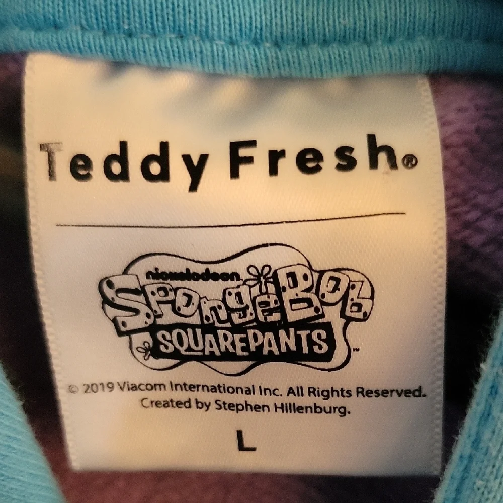 Teddy Fresh Spongebob Pink and Purple Color Block Hoodie Size Large